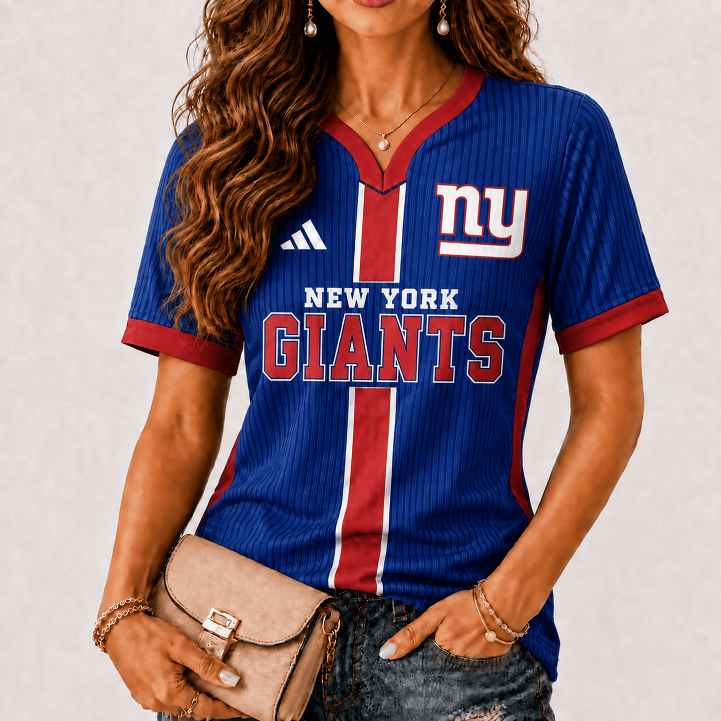Premium NFL x NYG Game Day Women V-Neck Short Sleeve