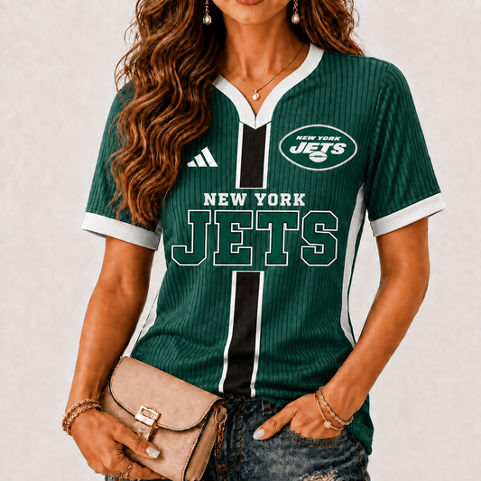 Premium NFL x NYJ Game Day Women V-Neck Short Sleeve