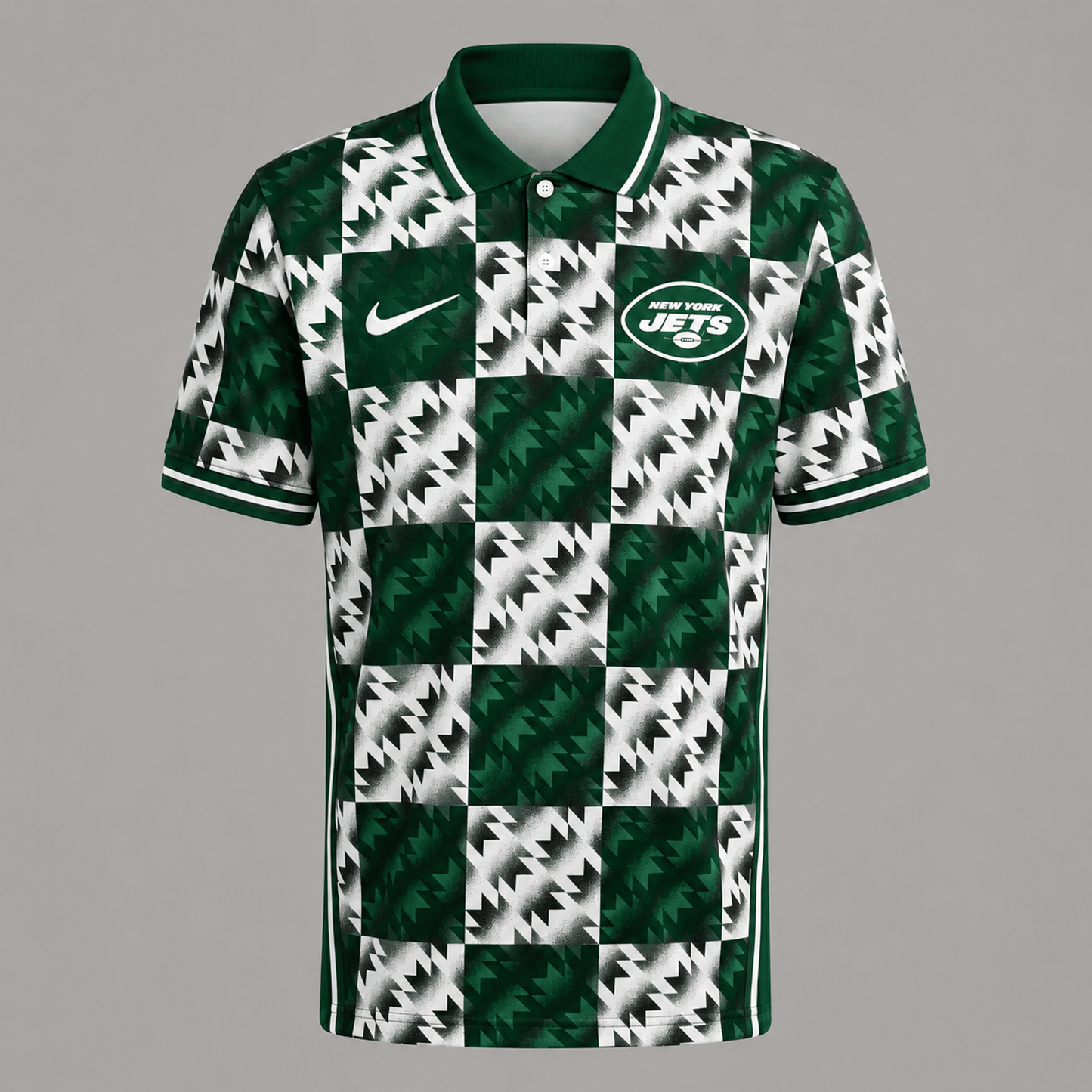 Premium NFL x NYJ Menƒ??s Retro Geometric Pattern Polo Shirt