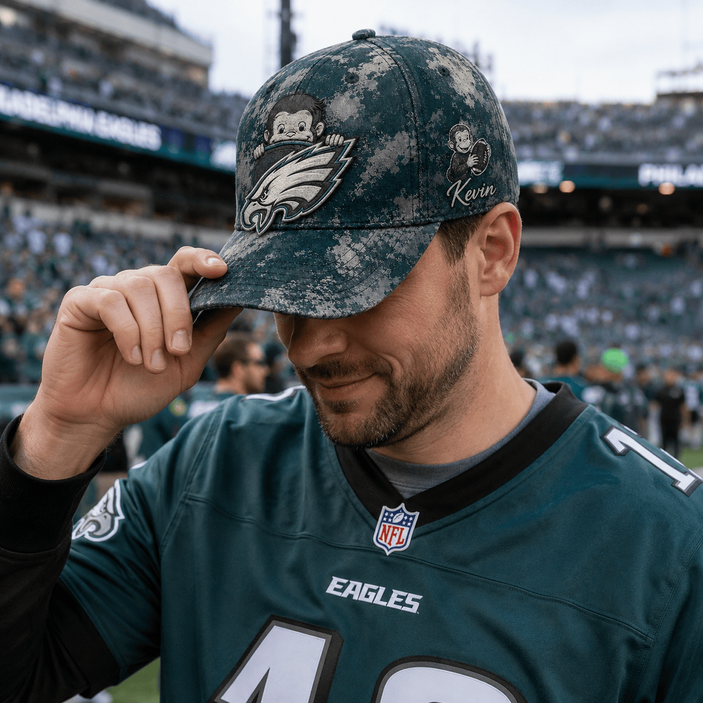Premium NFL x PHI Curious George Custom Name Classic Cap For Passionate Game Day Fans