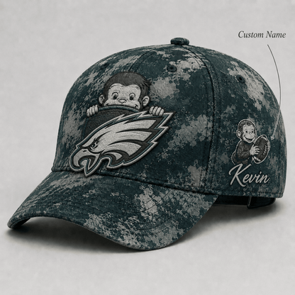 Premium NFL x PHI Curious George Custom Name Classic Cap For Passionate Game Day Fans