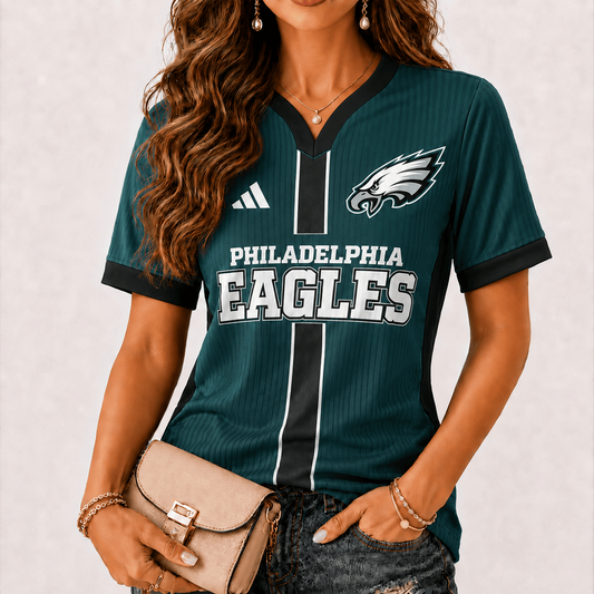 Premium NFL x PHI Game Day Women V-Neck Short Sleeve