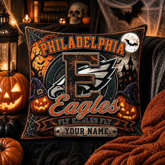 Premium NFL x PHI Spooky Season Fan Personalized Pillow
