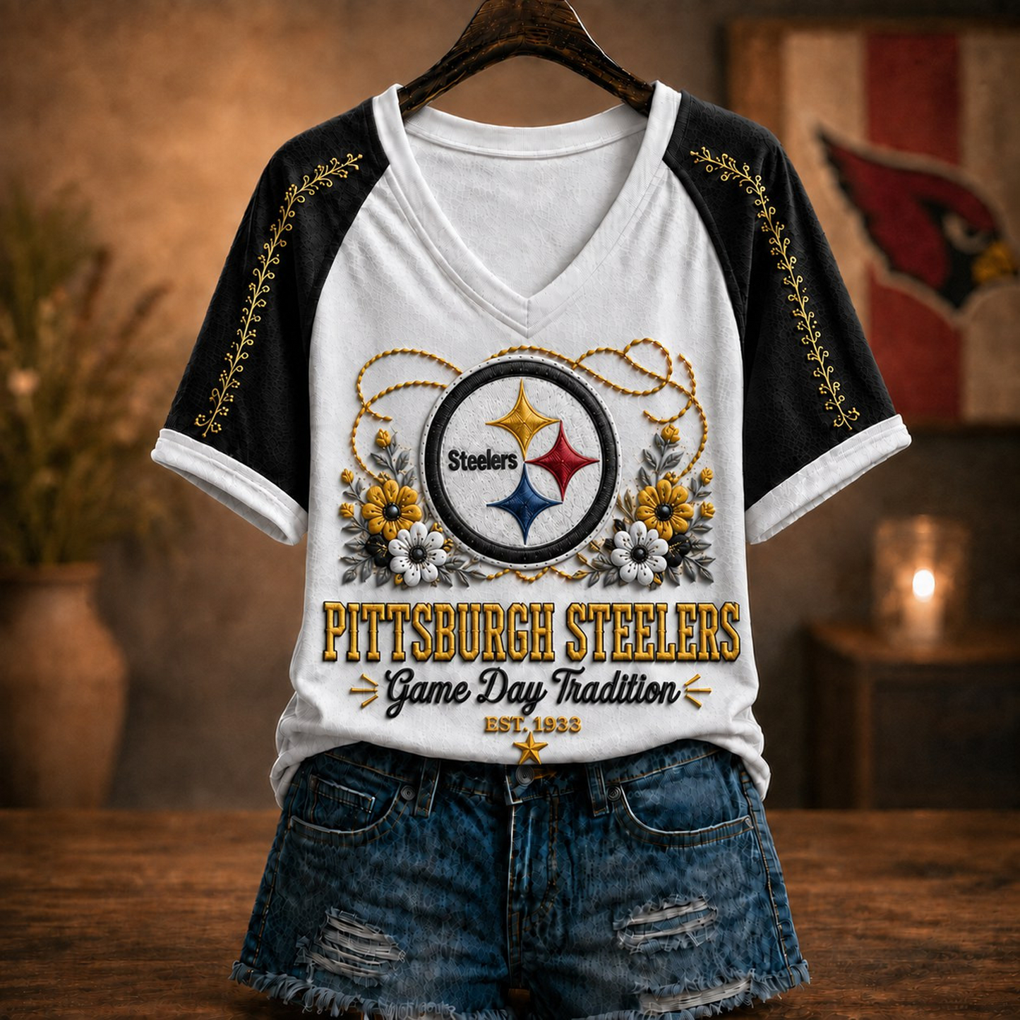 Premium NFL x PIT Raglan T-Shirt V-Neck