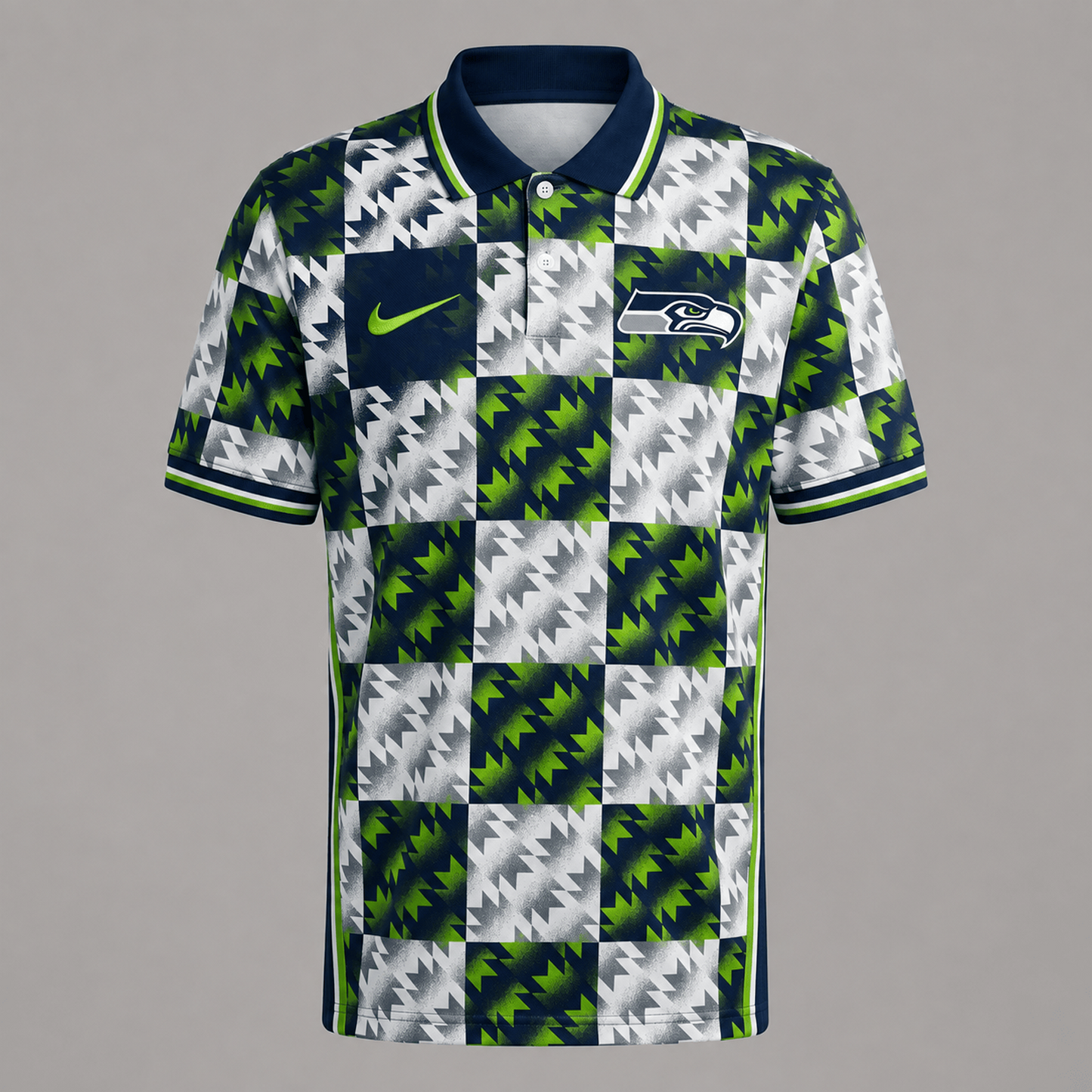 Premium NFL x SEA Menƒ??s Retro Geometric Pattern Polo Shirt