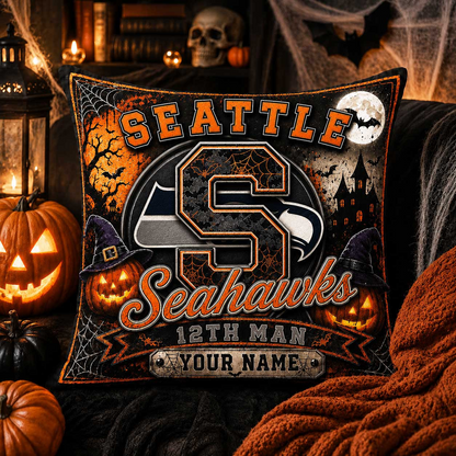 Premium NFL x SEA Spooky Season Fan Personalized Pillow