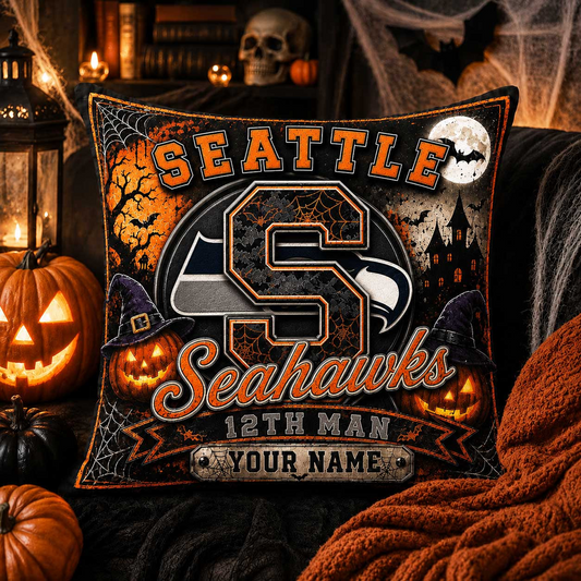 Premium NFL x SEA Spooky Season Fan Personalized Pillow