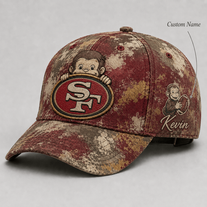 Premium NFL x SF Curious George Custom Name Classic Cap For Passionate Game Day Fans