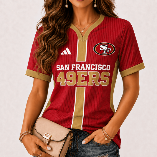 Premium NFL x SF Game Day Women V-Neck Short Sleeve
