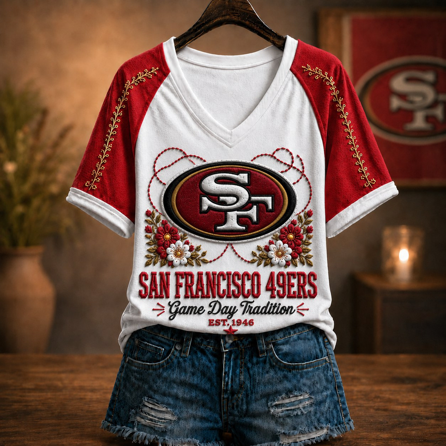 Premium NFL x SF Raglan T-Shirt V-Neck
