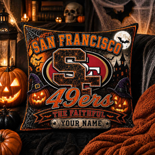 Premium NFL x SF Spooky Season Fan Personalized Pillow