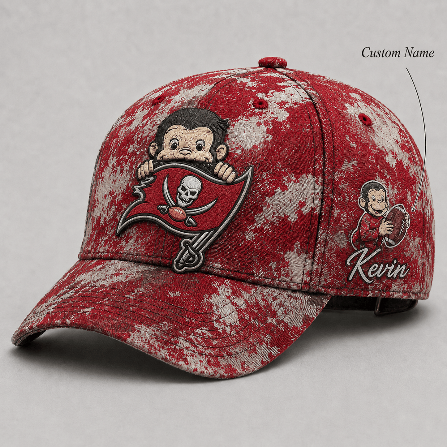 Premium NFL x TB Curious George Custom Name Classic Cap For Passionate Game Day Fans
