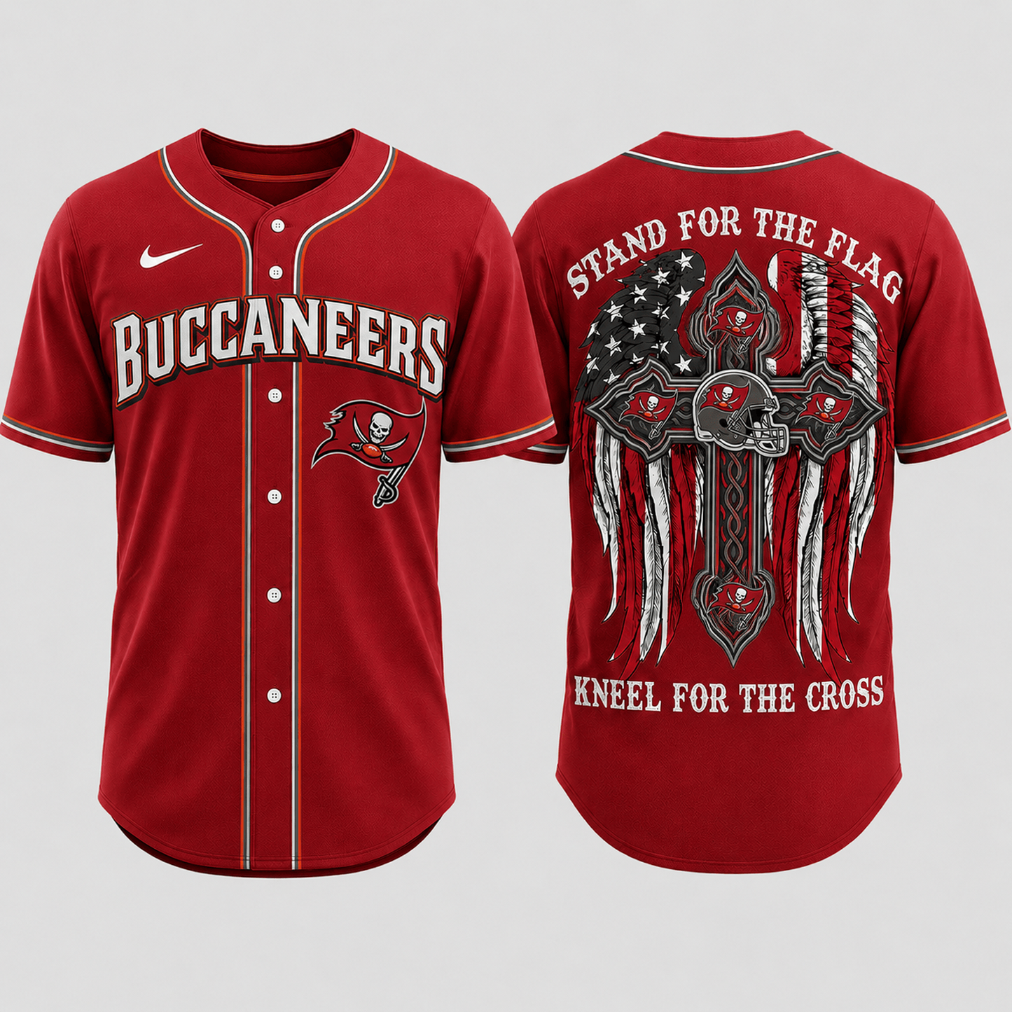 Premium NFL x TB Stand For The Flag Kneel For The Cross Jersey Shirt