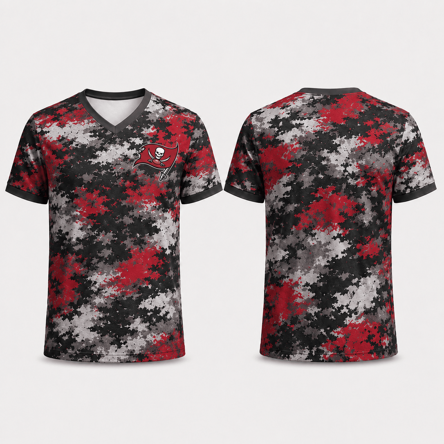 Premium NFL x TB V-Neck Camo T-Shirt For Fans Loving Digital Camouflage
