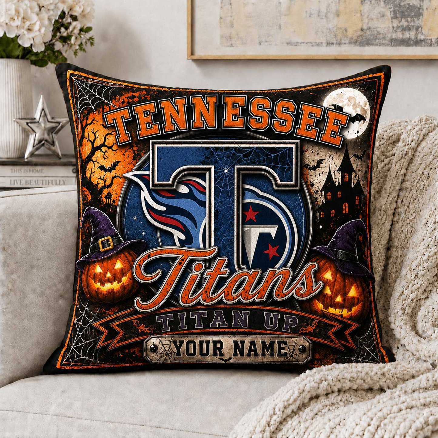 Premium NFL x TEN Spooky Season Fan Personalized Pillow