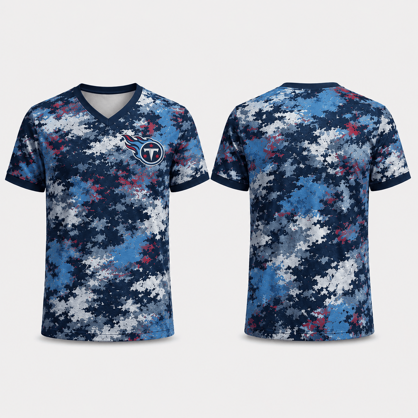 Premium NFL x TEN V-Neck Camo T-Shirt For Fans Loving Digital Camouflage