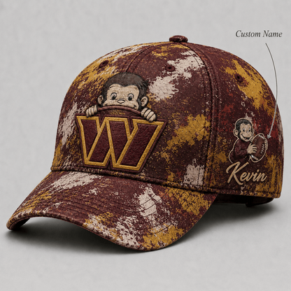 Premium NFL x WAS Curious George Custom Name Classic Cap For Passionate Game Day Fans