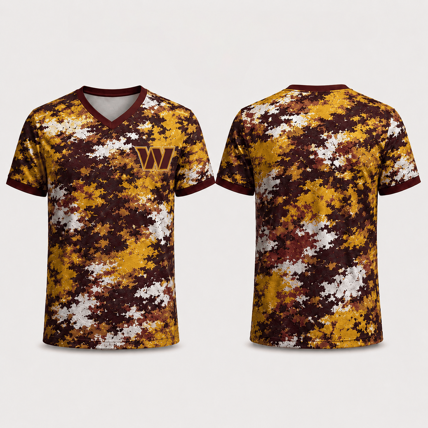 Premium NFL x WAS V-Neck Camo T-Shirt For Fans Loving Digital Camouflage