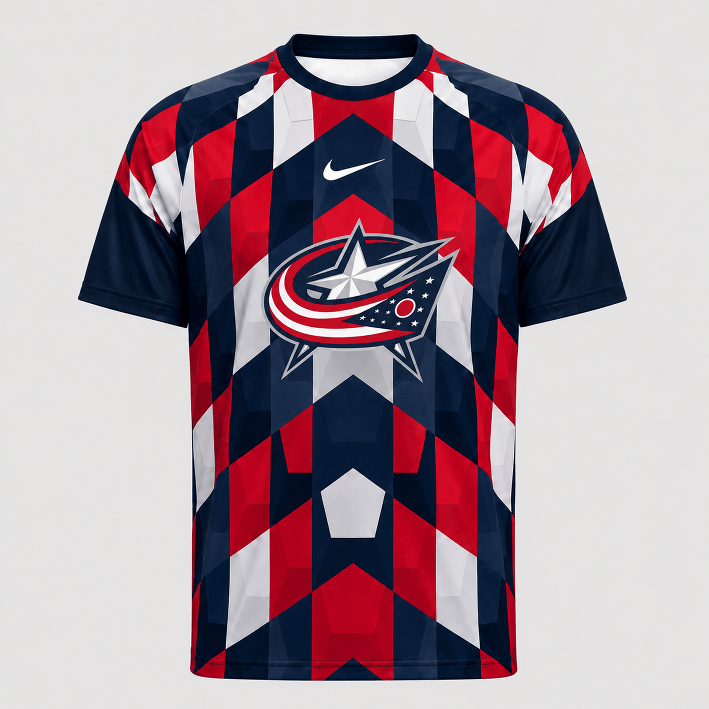 Premium NHL x CBJ Vintage Diamond Grid Hockey T-Shirt