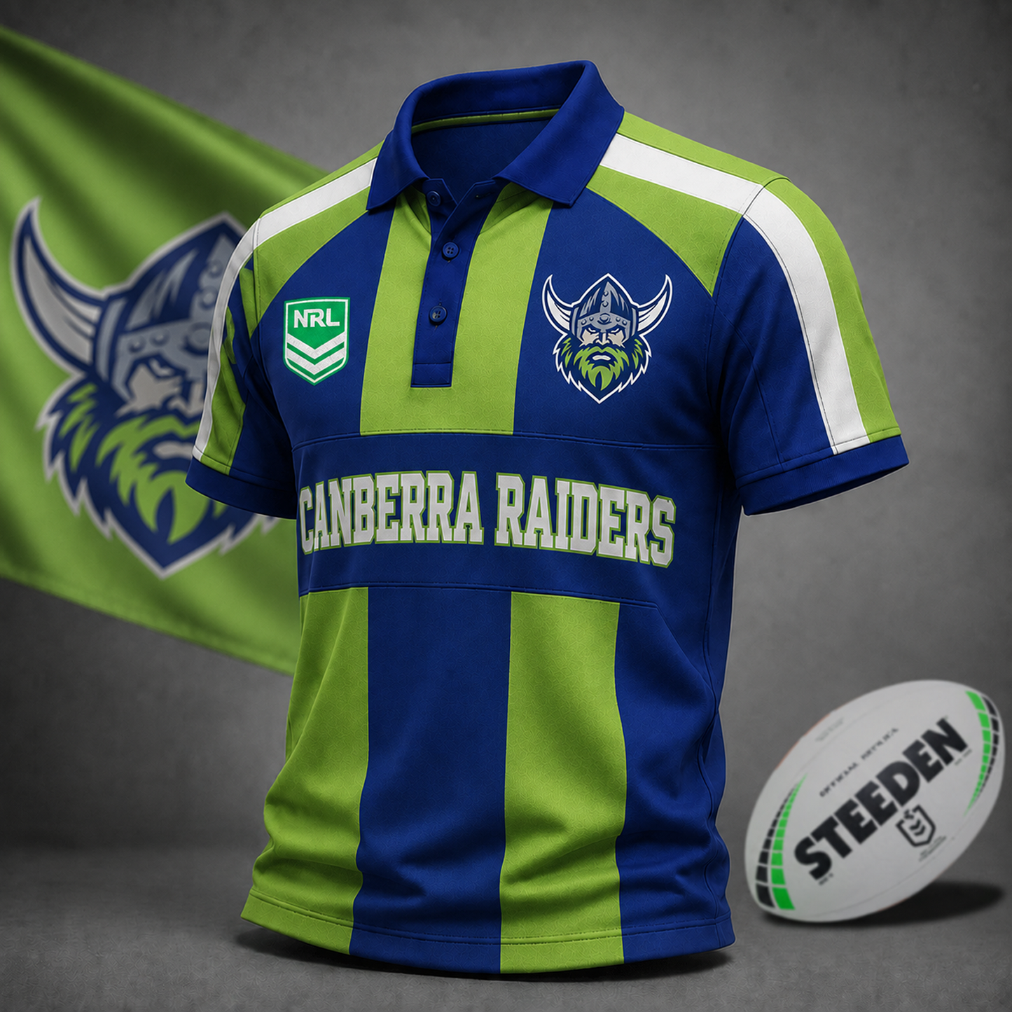 Premium NRL x CBR Heritage Stripe Rugby Polo Shirt