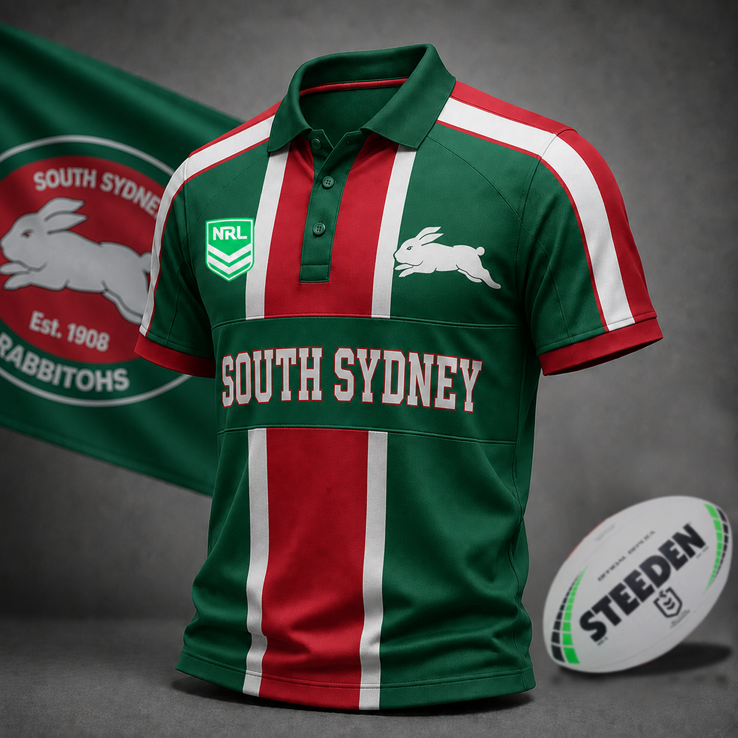 Premium NRL x SOU Heritage Stripe Rugby Polo Shirt