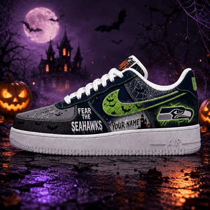 SEA x NFL Fear The Team Halloween AF1 Sneakers 1807