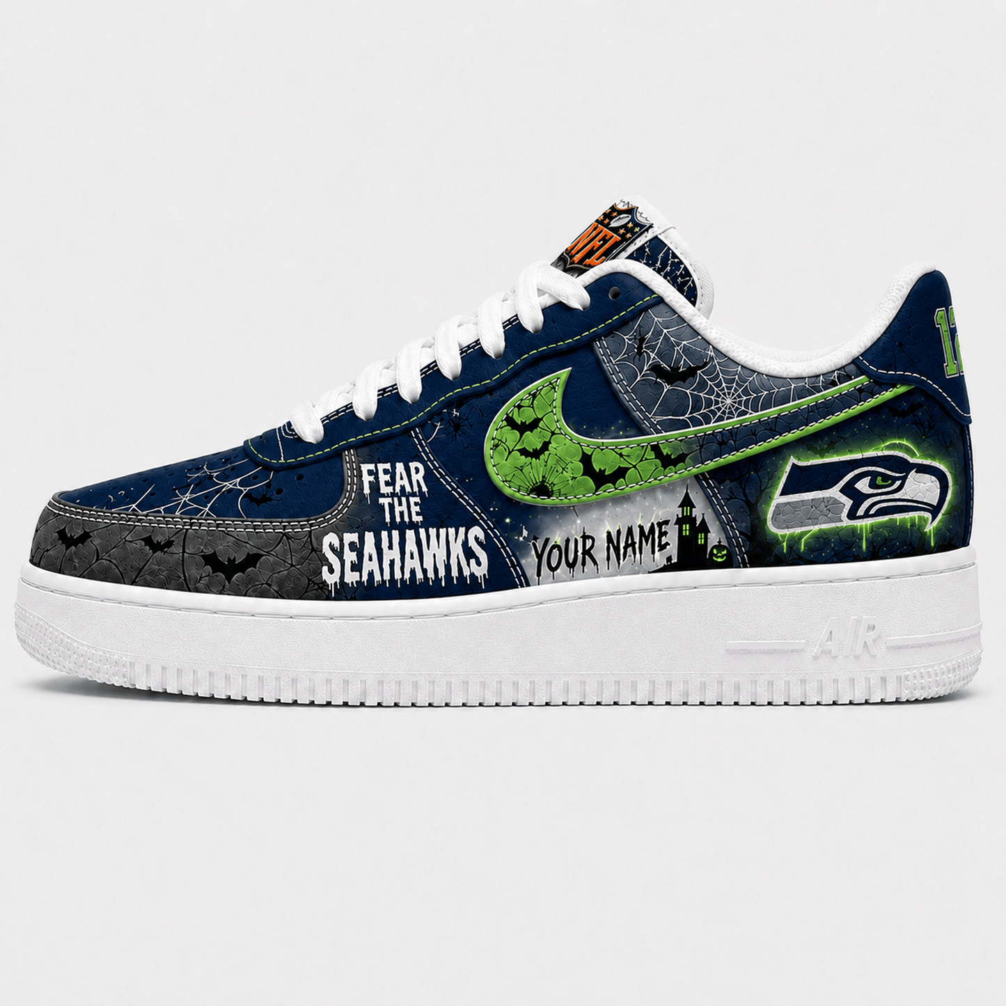 SEA x NFL Fear The Team Halloween AF1 Sneakers 1807
