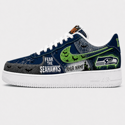 SEA x NFL Fear The Team Halloween AF1 Sneakers 1807