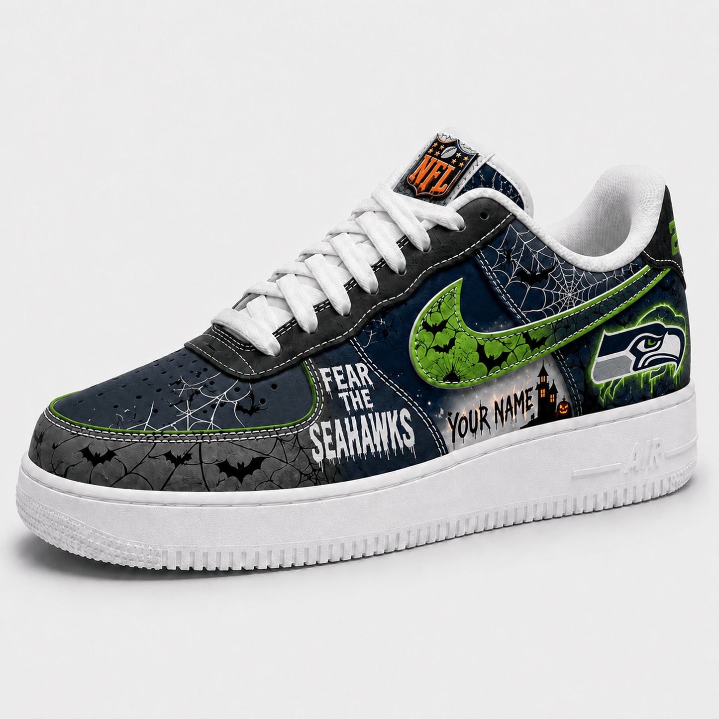 SEA x NFL Fear The Team Halloween AF1 Sneakers 1807