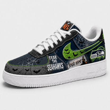 SEA x NFL Fear The Team Halloween AF1 Sneakers 1807