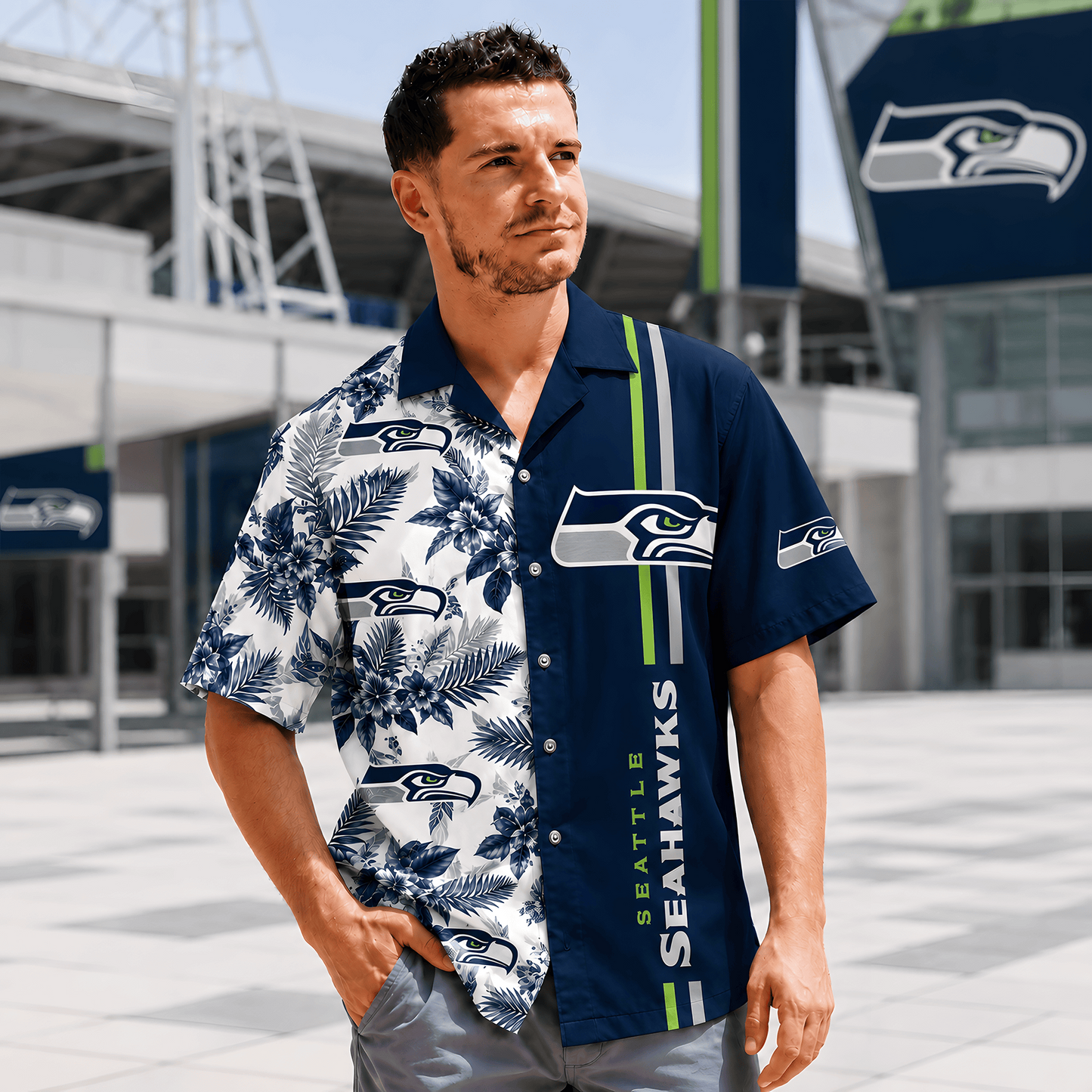 SEA x NFL Gridiron Paradise Hawaiian Shirt 2107
