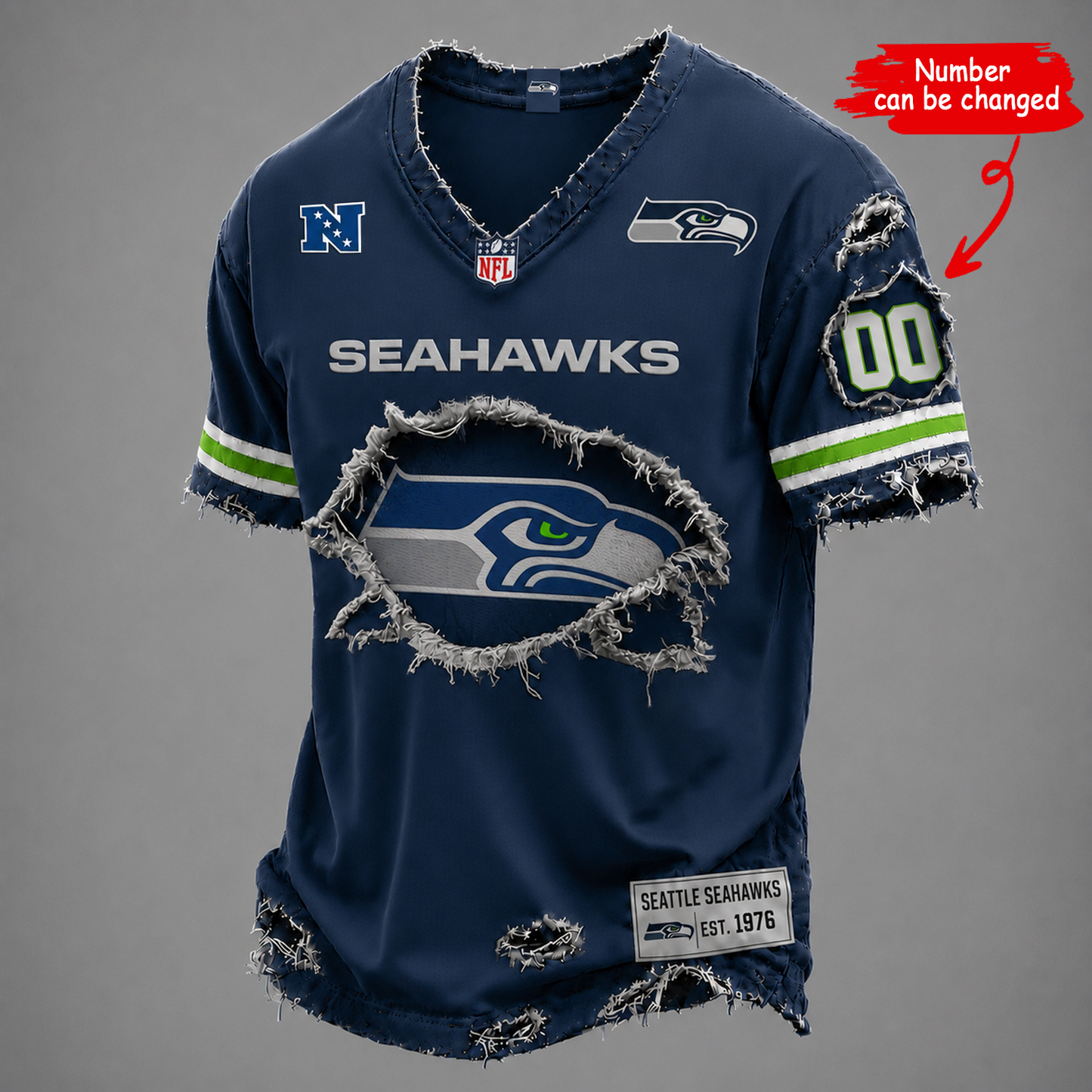 SEA x NFL LUXURY V-Neck T-Shirt V2 1506