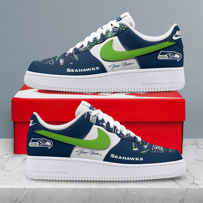 SEA x NFL Personalized Team Icon AF1 Shoes