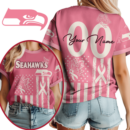 SEA x NFL Premium Butterfly Ribbon Custom 3D Shirt