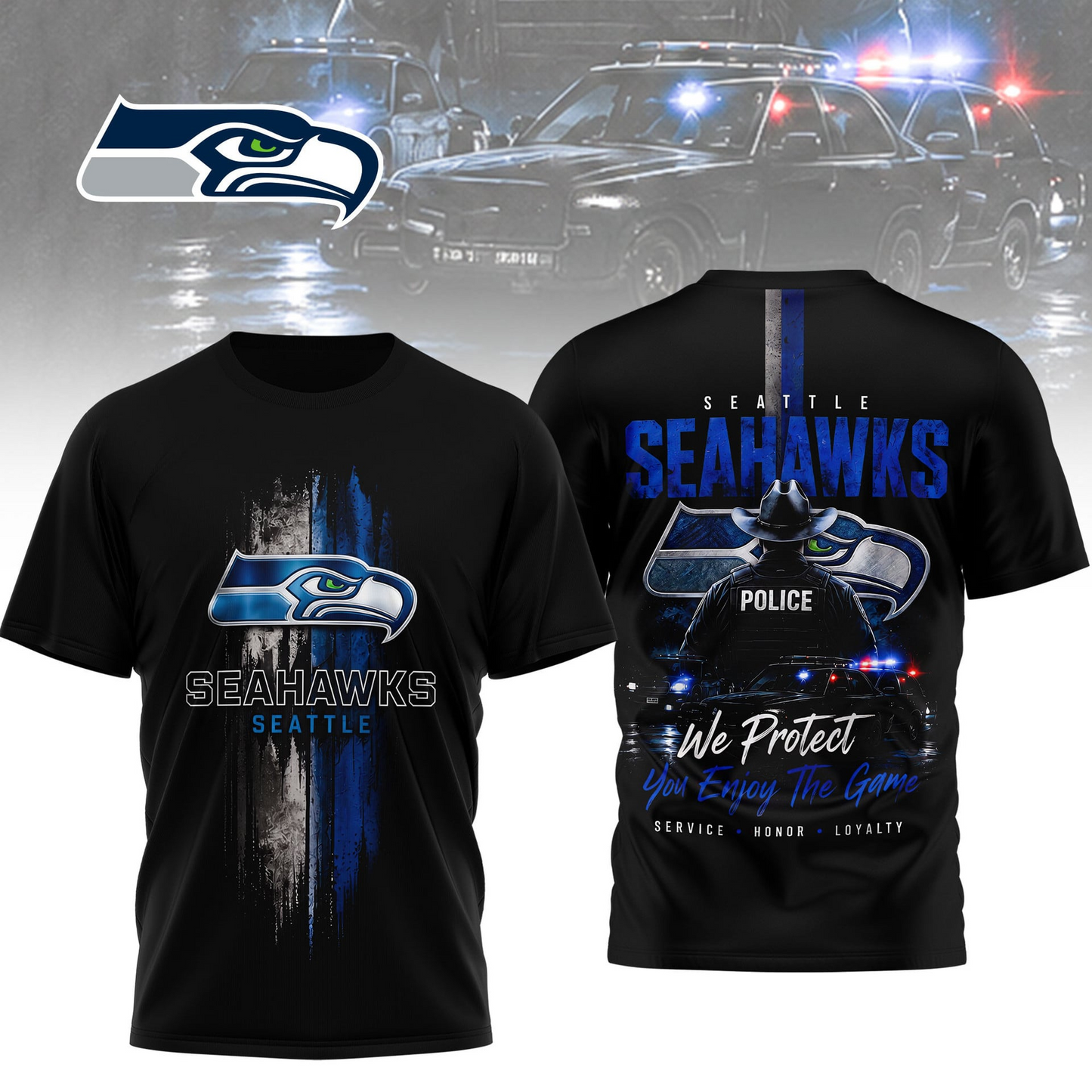 SEA x NFL Premium Police Tribute Team 3D Shirt