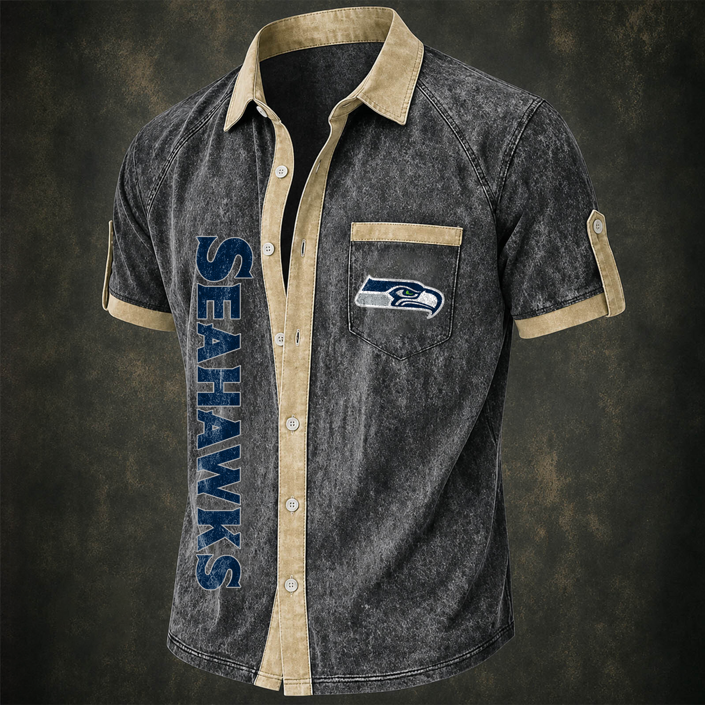 SEA x NFL Short-Sleeve Button-Up Sports Shirt