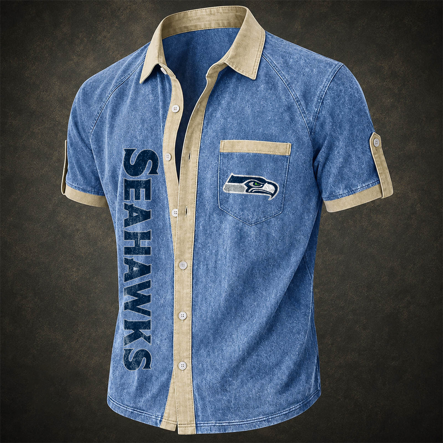 SEA x NFL Short-Sleeve Button-Up Sports Shirt