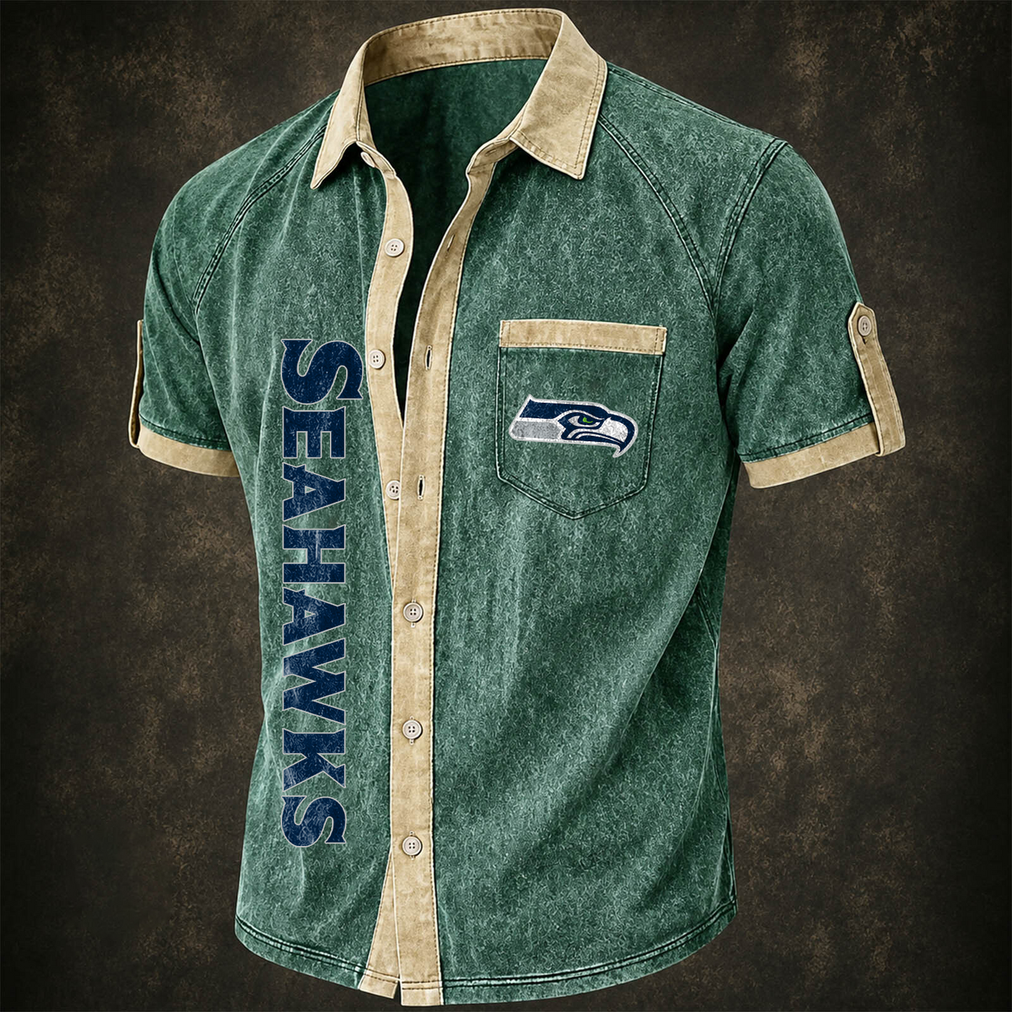 SEA x NFL Short-Sleeve Button-Up Sports Shirt