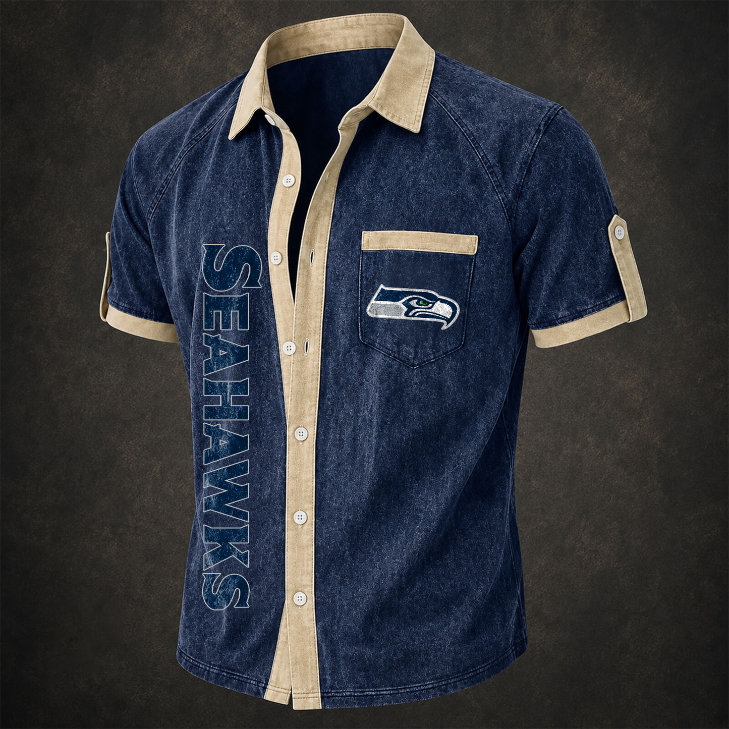 SEA x NFL Short-Sleeve Button-Up Sports Shirt