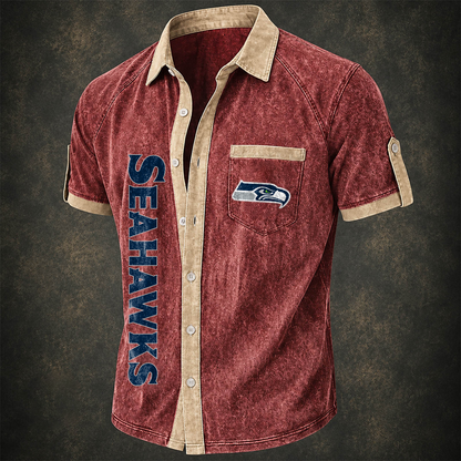 SEA x NFL Short-Sleeve Button-Up Sports Shirt