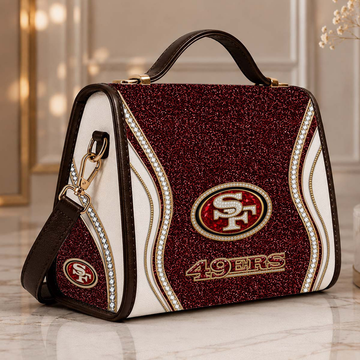 SF x NFL Glitter Leather Handbag