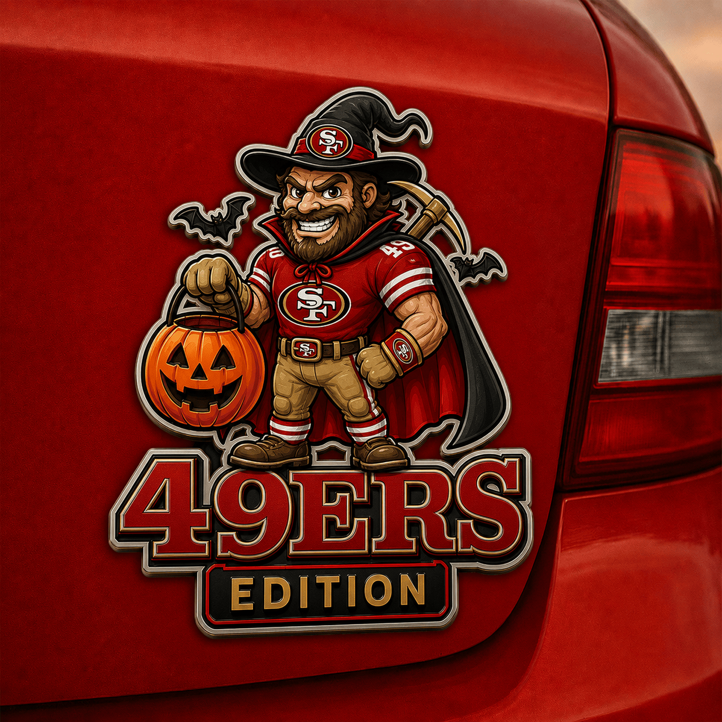 SF x  NFL Halloween Edition Car Namge Badge