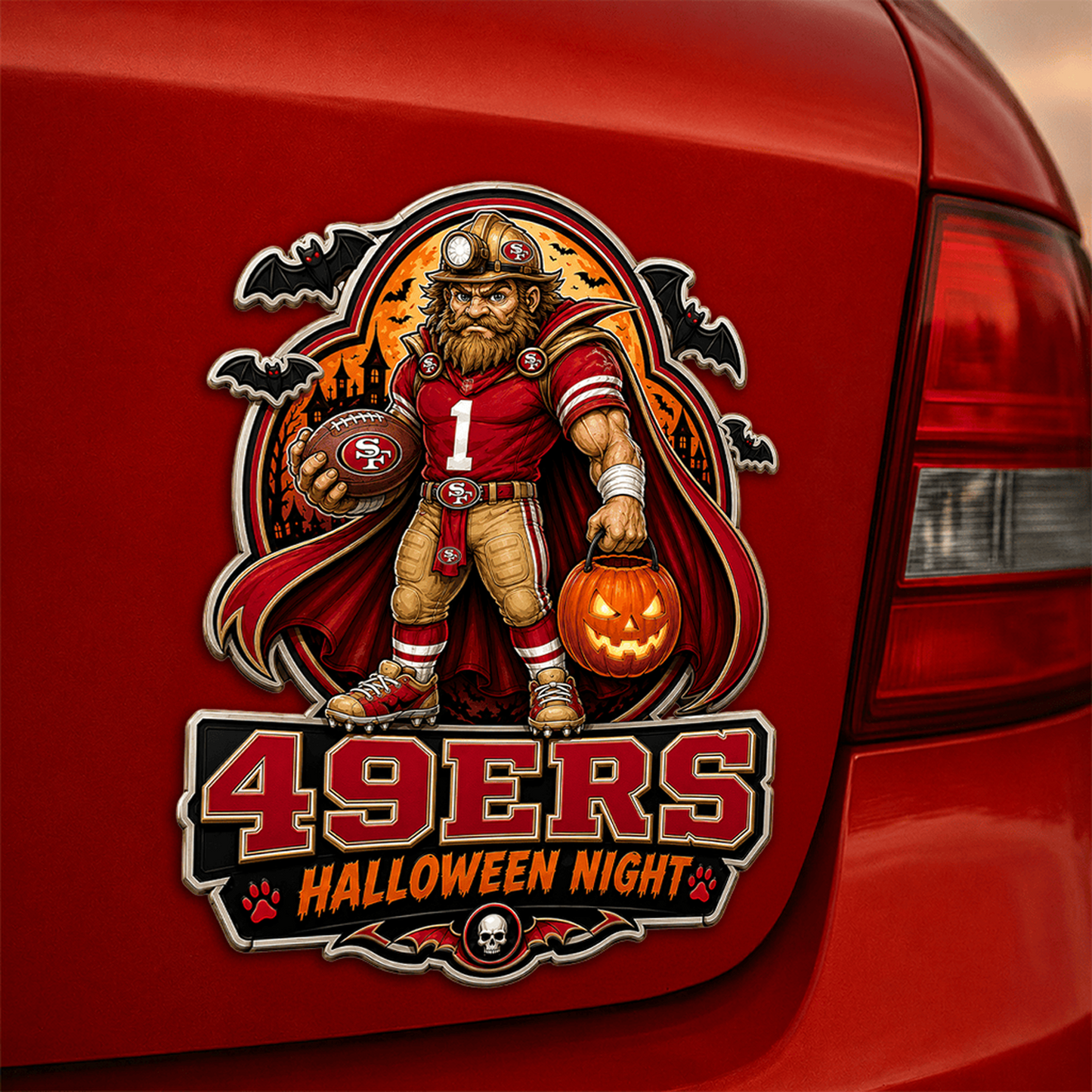 SF x  NFL Halloween Edition Car Namge Badge