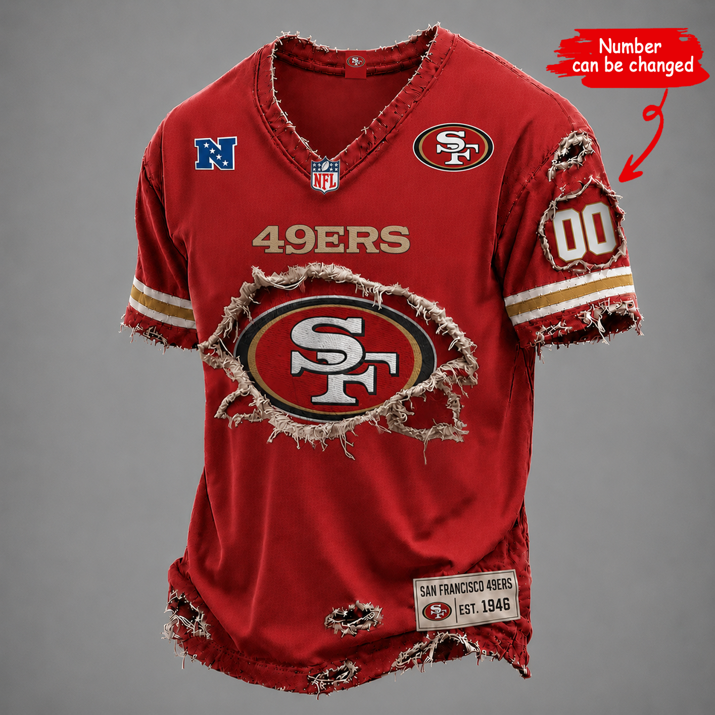 SF x NFL LUXURY V-Neck T-Shirt V2 1506