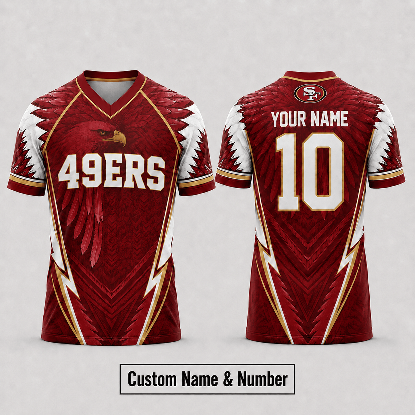 SF x  NFL Premium Custom Name And Number Jersey For Fierce Football Fans