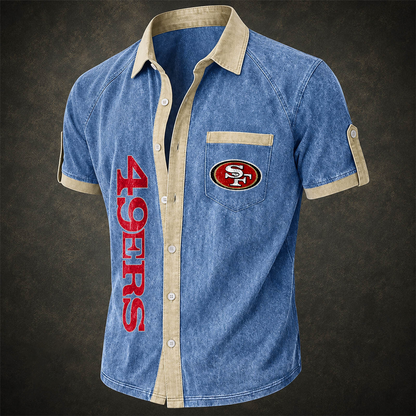 SF x NFL Short-Sleeve Button-Up Sports Shirt