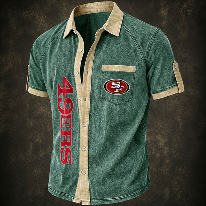 SF x NFL Short-Sleeve Button-Up Sports Shirt
