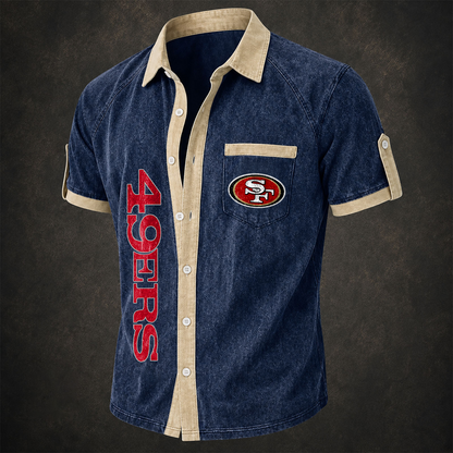 SF x NFL Short-Sleeve Button-Up Sports Shirt