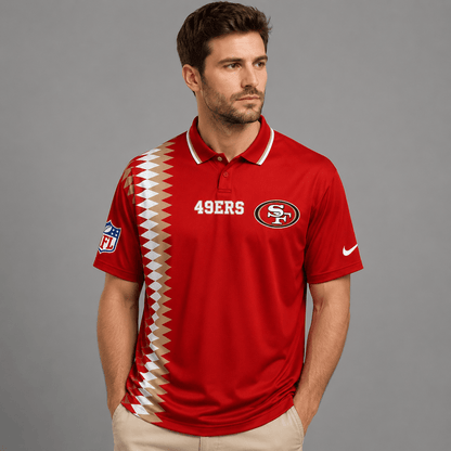 SF49 Premium NFL Men’s Sporty Zigzag Stripe Polo Shirt