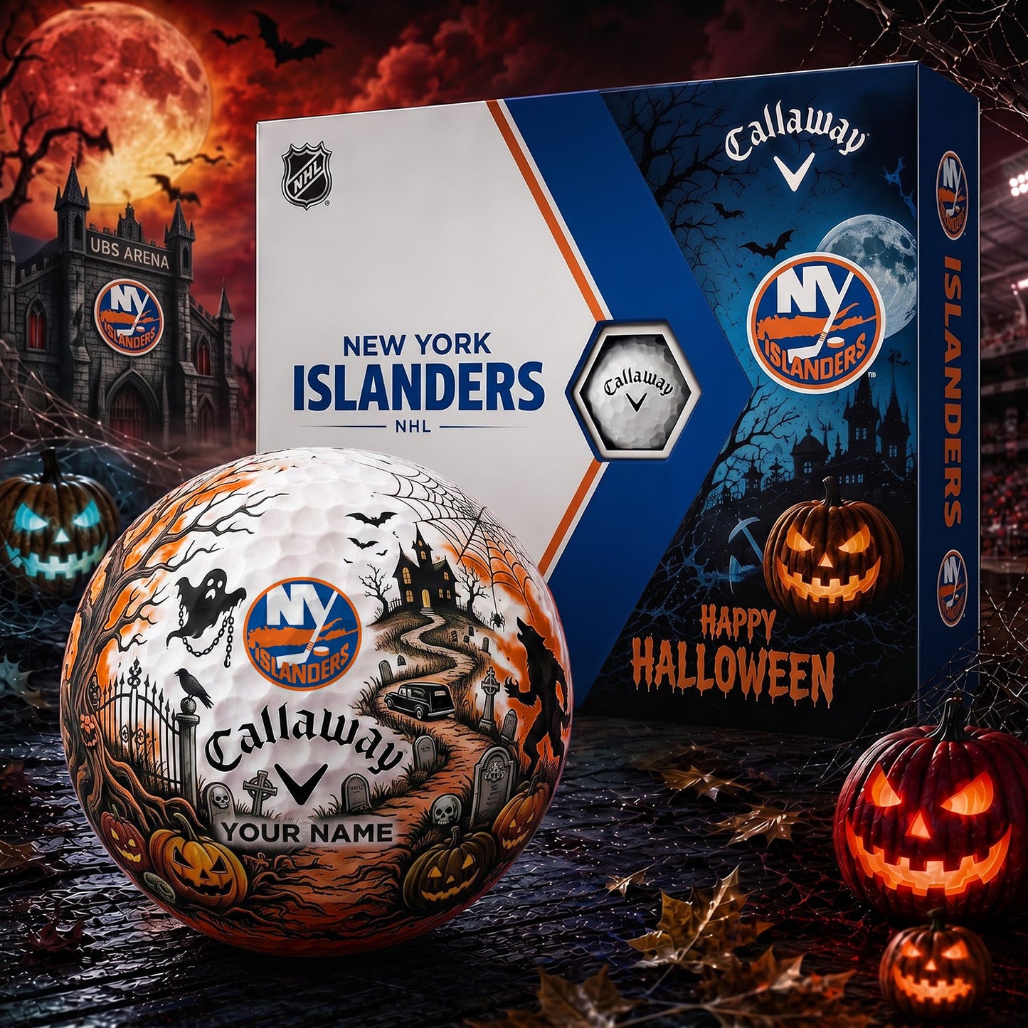 SIGNATURE NHL X NYI PERSONALIZED HALLOWEEN HAUNTED GOLF BALL – LIMITED EDITION